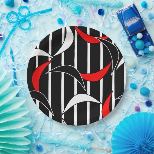 Moderne Kunst in Schwarz, Weiß, Rot Pappteller (Party)