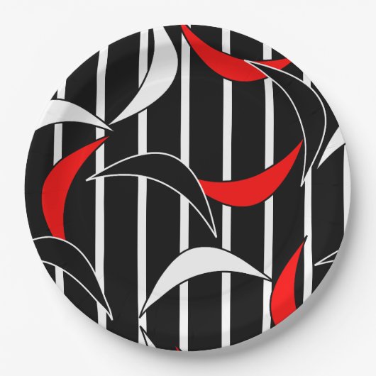Moderne Kunst in Schwarz, Weiß, Rot Pappteller (Vorderseite)