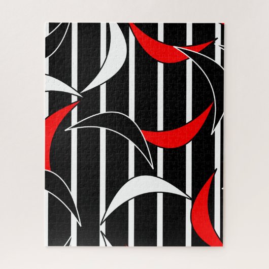 Moderne Kunst in Schwarz, Weiß, Rot Puzzle (Vertikal)