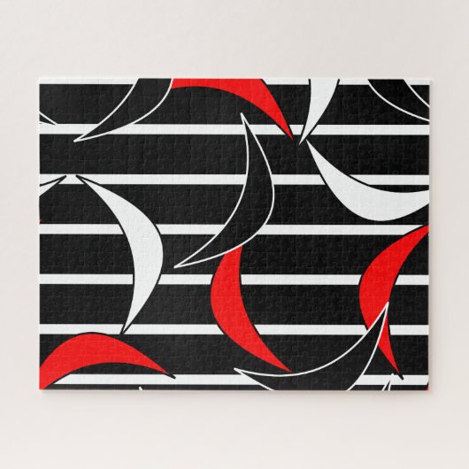 Moderne Kunst in Schwarz, Weiß, Rot Puzzle (Horizontal)