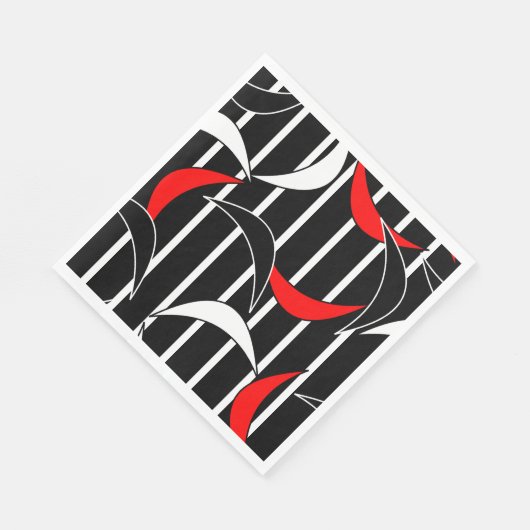 Moderne Kunst in Schwarz, Weiß, Rot Serviette (Ecke)