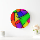 Moderne Kunst, künstlerisch farbenfrohe Mosaik Große Wanduhr (Zuhause)
