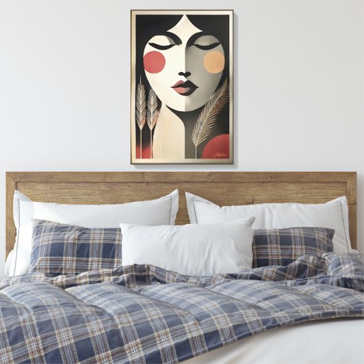 Moderne Kunst Meditation Mitte des Jahrhunderts Leinwanddruck (Insitu (Schlafzimmer))