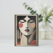 Moderne Kunst Meditation Mitte des Jahrhunderts Postkarte (Stehend Vorderseite)