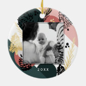 Moderne Kunst | Minimales grünes Foto Keramik Ornament (Hinten)