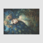 Moderne Kunst mit Frauen- und Pfauenfedern Seidenpapier (Vorderseite)