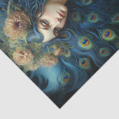 Moderne Kunst mit Frauen- und Pfauenfedern Seidenpapier (Ausschnitt)