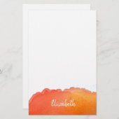 Moderne Kunst niedlich orangefarbene Wasserfarbe p Briefpapier (Vorne/Hinten)
