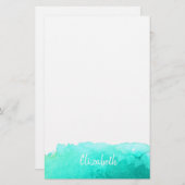 Moderne Kunst niedliche blaue Wasserfarbe personal Briefpapier (Vorne/Hinten)