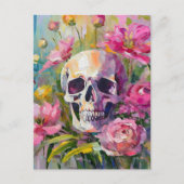 Moderne Kunst noch Leben Abstrakter Schädel und Bl Postkarte (Vorderseite)