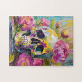 Moderne Kunst noch Leben Abstrakter Schädel und Bl Puzzle (Horizontal)