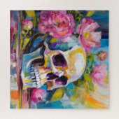 Moderne Kunst noch Leben Abstrakter Schädel und Bl Puzzle (Horizontal)