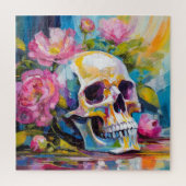 Moderne Kunst noch Leben Abstrakter Schädel und Bl Puzzle (Vertikal)