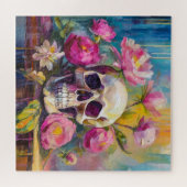Moderne Kunst noch Leben Abstrakter Schädel und Bl Puzzle (Horizontal)