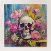 Moderne Kunst noch Leben Abstrakter Schädel und Bl Puzzle (Vertikal)