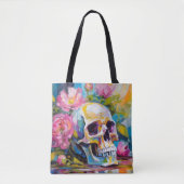 Moderne Kunst noch Leben Abstrakter Schädel und Bl Tasche (Vorderseite)