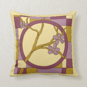 Moderne Kunst Nouveau Blumenkreis lila Kissen