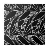 Moderne Kunst nouveau Tessellations Schwarzweiss Fliese (Vorderseite)