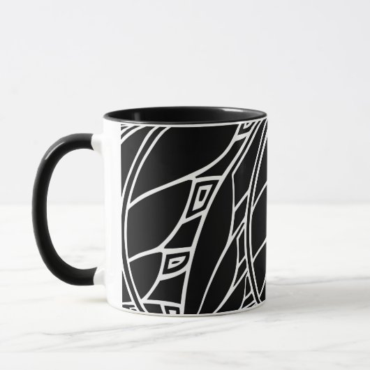 Moderne Kunst nouveau Tessellations Schwarzweiss Tasse (Links)
