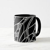 Moderne Kunst nouveau Tessellations Schwarzweiss Tasse (VorderseiteRechts)