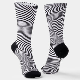 Moderne Kunst Op-Art MCM Schwarz Weiß Zebrastreife Socken