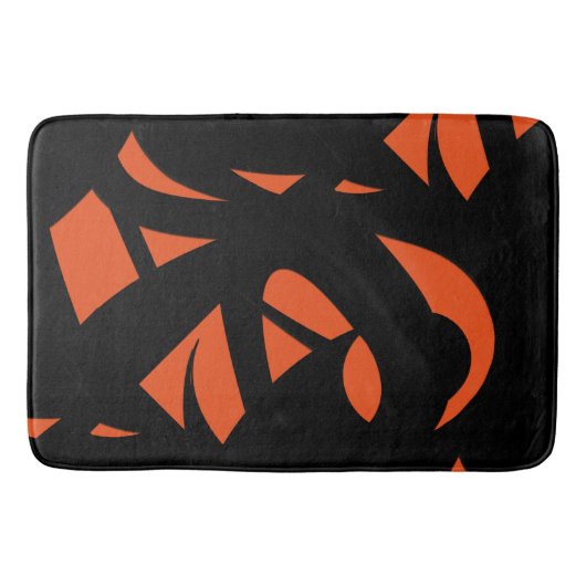 Moderne Kunst Orange / Schwarz Badematte (Vorderseite)