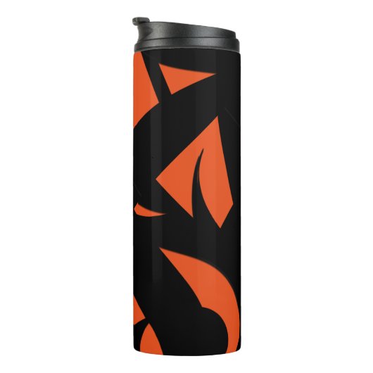 Moderne Kunst Orange / Schwarz Thermosbecher (Nach rechts gedreht)