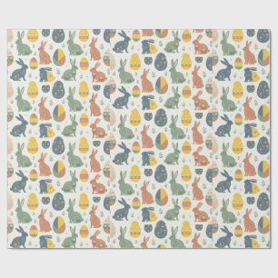 Moderne Kunst Osterhase & Blumeneimuster-Wrap Geschenkpapier
