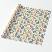 Moderne Kunst Osterhase & Blumeneimuster-Wrap Geschenkpapier (Ungerollt)