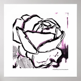 Moderne Kunst Rose Schwarz-weiß Lila Aquarell Poster