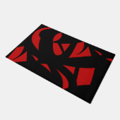 Moderne Kunst rot / schwarz Fußmatte (Schrägansicht)