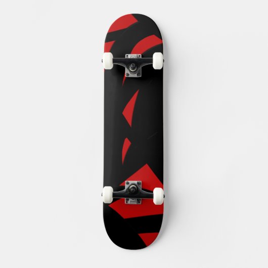 Moderne Kunst Rot und Schwarz Skateboard (Vorderseite)