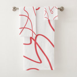 Moderne Kunst: Rot und Weiß Badhandtuch Set