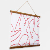 Moderne Kunst: Rot und Weiß Wandteppich Mit Holzrahmen (Gewinkelt)