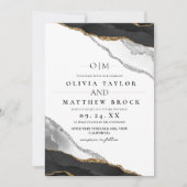 Moderne Kunst Schwarz und Weiß Agate Hochzeit Einladung (Vorderseite)