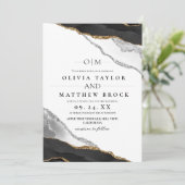 Moderne Kunst Schwarz und Weiß Agate Hochzeit Einladung (Stehend Vorderseite)