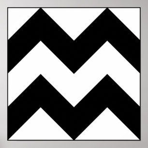 Moderne Kunst Schwarz-weiß zag motiv auf Poster