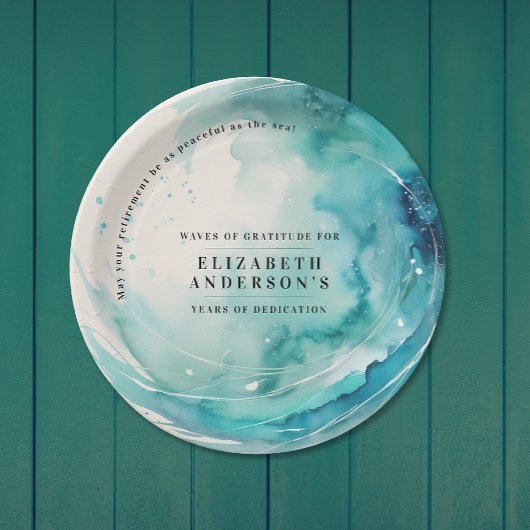 Moderne Kunst Türkis Blaues Meer Wasserfarbe Pappteller