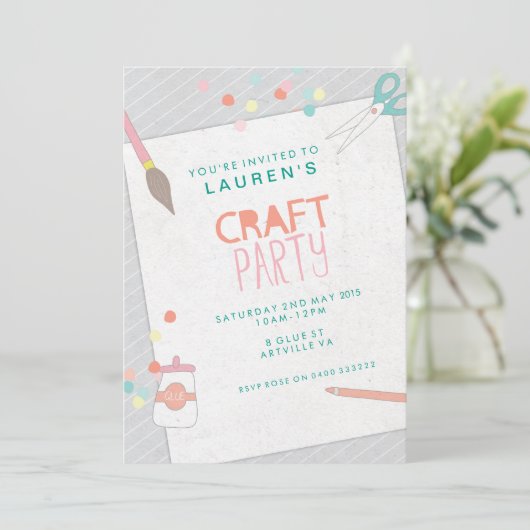 Moderne Kunst und Kunsthandwerk Party Einladung (Stehend Vorderseite)