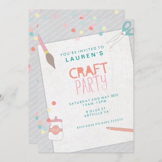 Moderne Kunst und Kunsthandwerk Party Einladung (Vorne/Hinten)