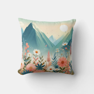 Moderne Kunst Wildblume Berge Sommernatur Kissen