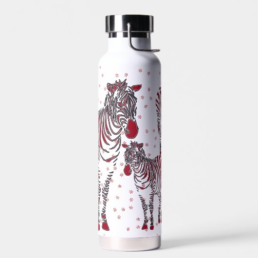 Moderne Kunst Zebras Mutter Rote Schneeflocken Trinkflasche (Links)