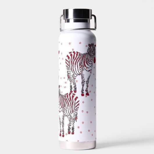 Moderne Kunst Zebras Mutter Rote Schneeflocken Trinkflasche (Rückseite)