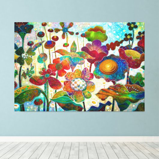 MODERNE KUNSTFARBFARBBLUMEN IN ACRYLIC LEINWANDDRUCK (Insitu (Holzboden))