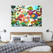 MODERNE KUNSTFARBFARBBLUMEN IN ACRYLIC LEINWANDDRUCK (Insitu (Schlafzimmer))