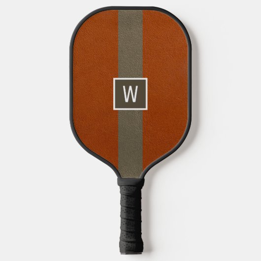 Moderne Kunstleder-Orangemonogramm Pickleball Schläger (Vorderseite)