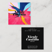 Moderne Künstlerin rosa abstrakte Kunstmalerei min Quadratische Visitenkarte (Vorne/Hinten)