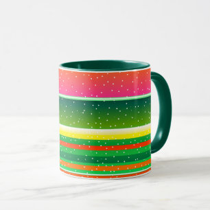Moderne, künstlerisch gestreifte Weihnachtsmuster- Tasse