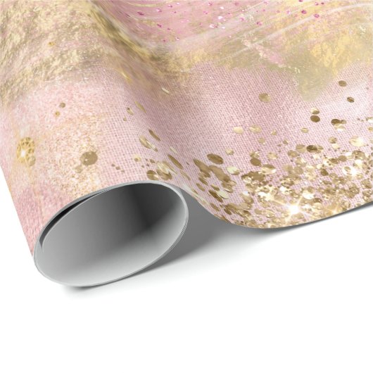 Moderne Künstlerisch Glam Imitate Rose Gold Glitze Geschenkpapier (Rolleneckpunkt)