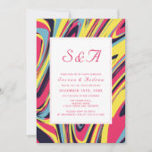 Moderne Künstlerisch rosa Abstrakte Swirt-Hochzeit Einladung (Vorderseite)